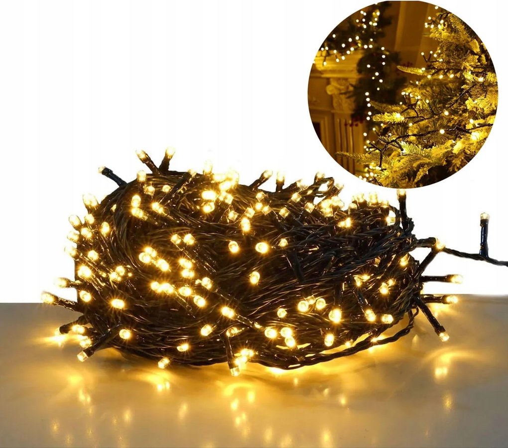 Karácsonyfa Lámpák 600 Led Meleg fehér Beltéri Kültéri Lámpák