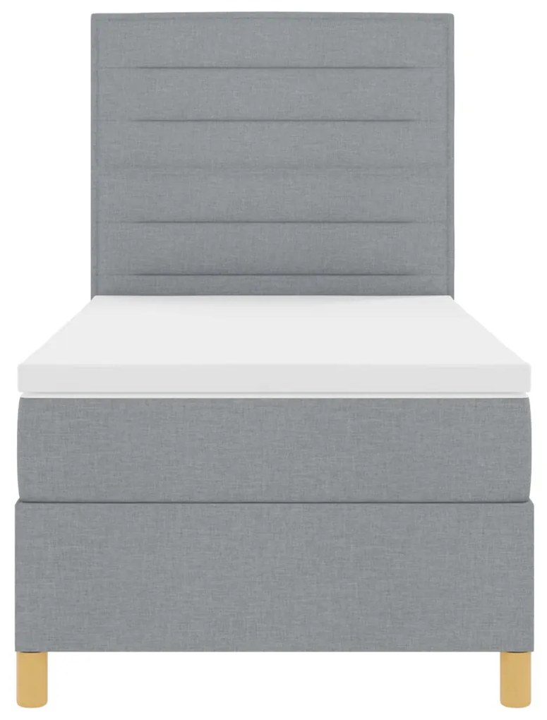 Box Spring Ágy matraccal, világosszürke, 100x200 cm, szövet