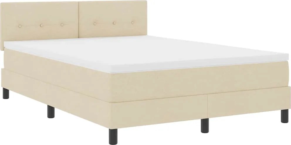 vidaXL Boxrugós ágy matracmal leddel Krém 140 x 190 cm szövet