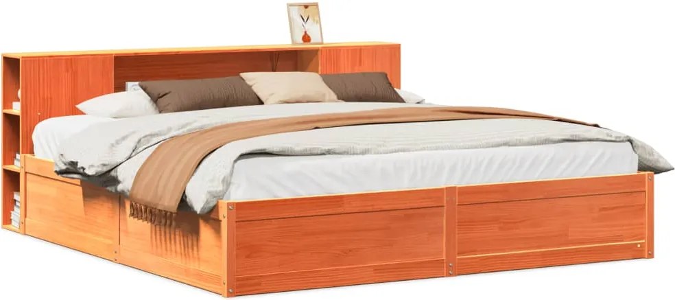 vidaXL viaszbarna tömör fenyőfa ágy matrac nélkül 200 x 200 cm