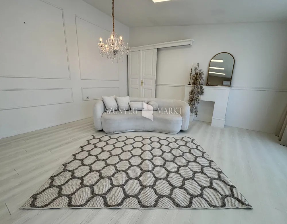Bouclair bézs alapon szürke minta G3718 rongyszőnyeg 160x220cm