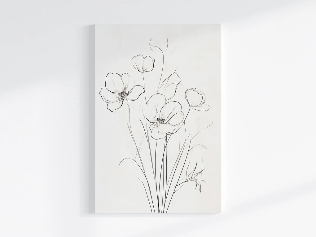 Poszter Grafika Line Art Rajz Vázlat Pipacs Virágok 80x120