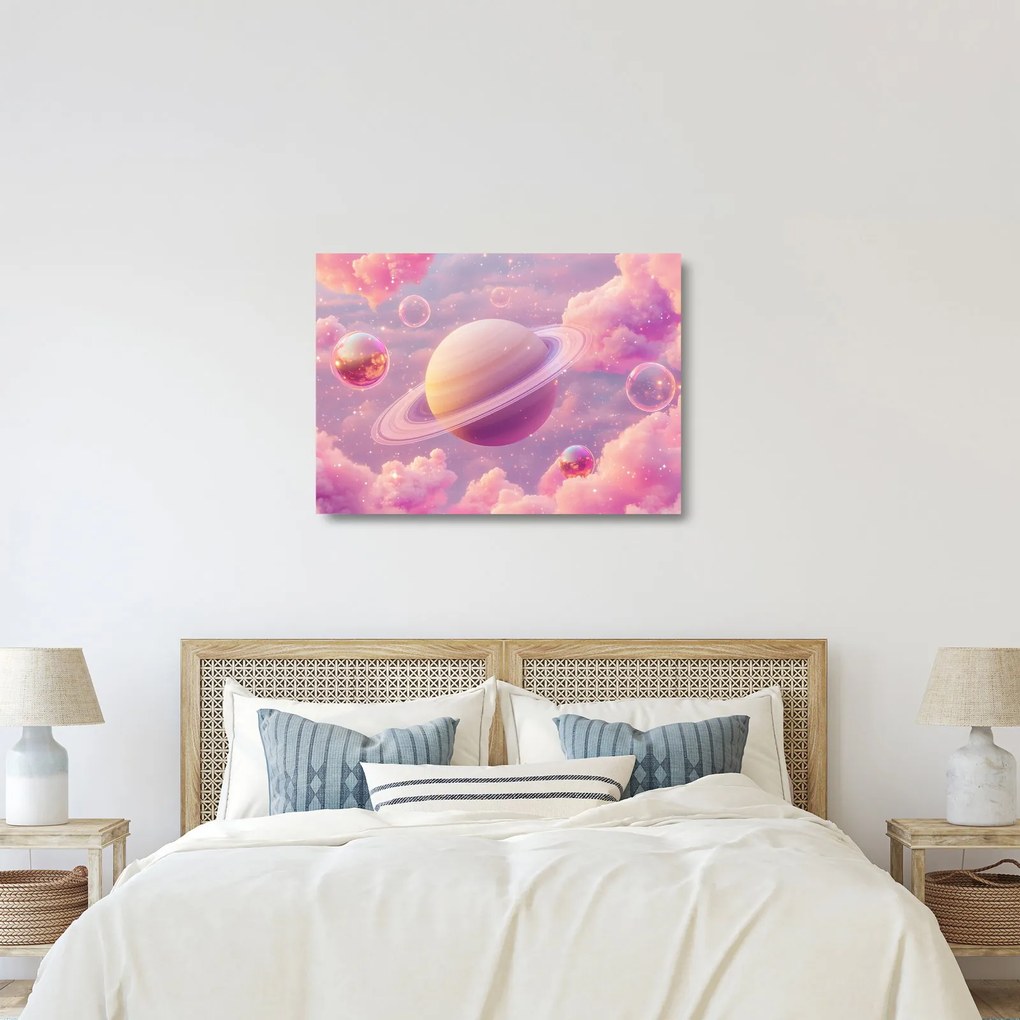 Üveg kép - Rózsaszín bolygó (70x50 cm)
