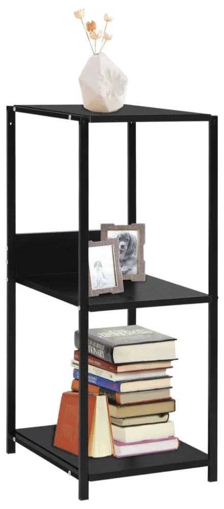 Fekete kisméretű álló forgácslap könyvespolc 33,5 x 39,6 x 79,7 cm