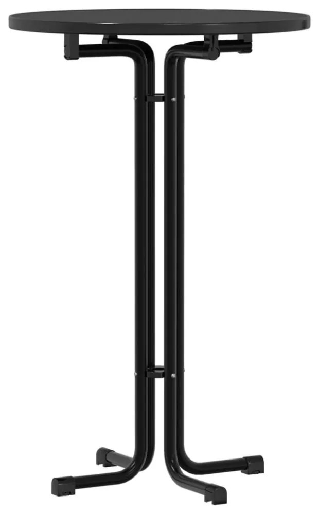 fekete étkezőasztal szerelt fa és acél Ø70 x 110 cm