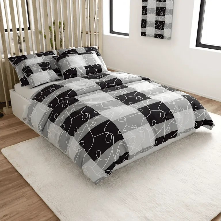 Pamut ágynemű SQUARES BLEND szürke Ágyneműhuzat mérete: 70 x 90 cm | 140 x 200 cm