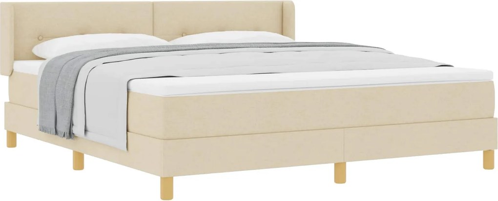 vidaXL Boxrugós ágy matracmal fejtámlával Krém 200 x 180 cm Poliészter