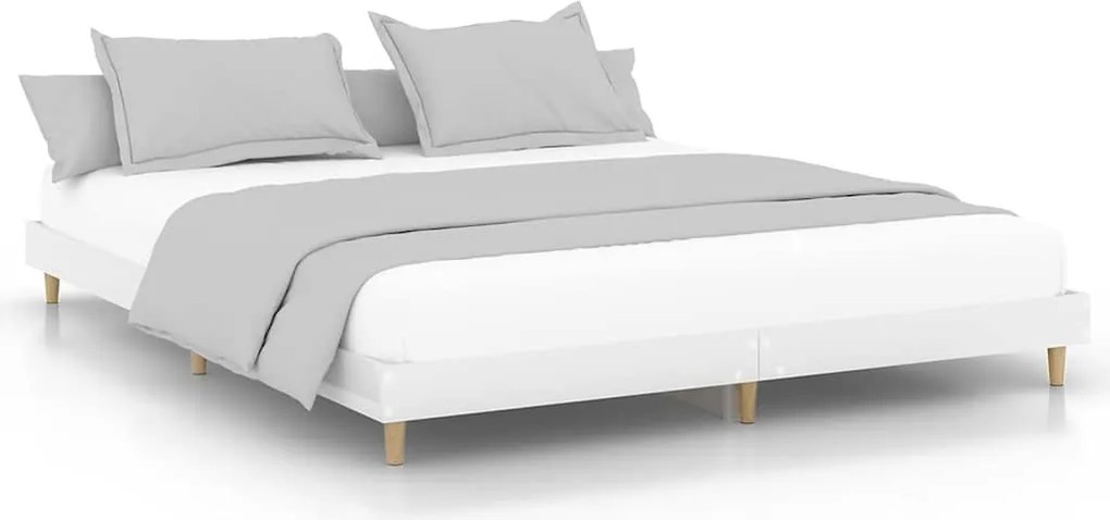 vidaXL magasfényű fehér szerelt fa ágykeret 200 x 200 cm
