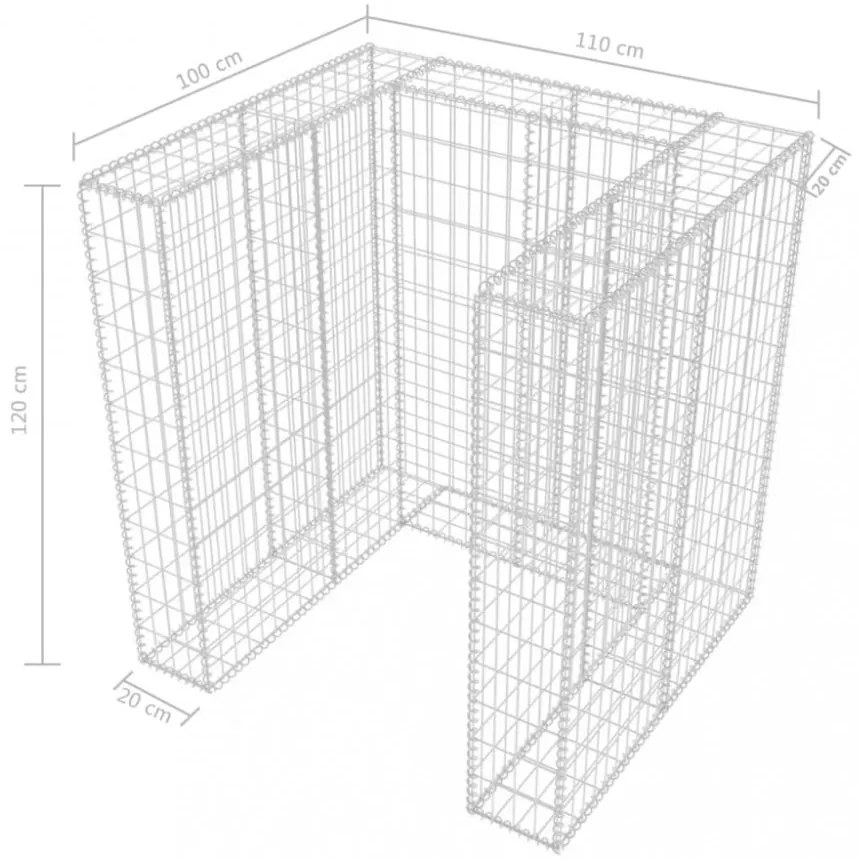 acél gabion 1 db gurulós kukához 110 x 100 x 120 cm