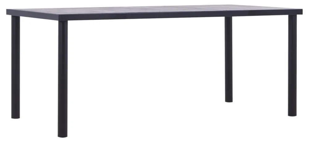 fekete és betonszürke MDF étkezőasztal 180 x 90 x 75 cm