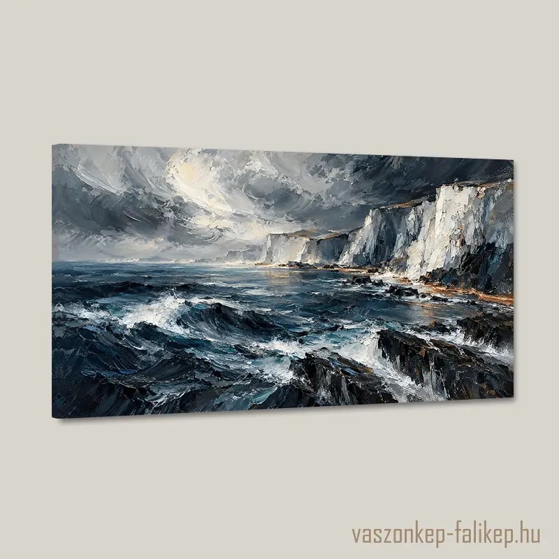 Viharos Partok vászonkép – Részletgazdag mélység 40x23 cm