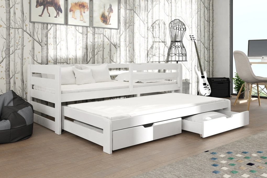 Gyerekágy 90 x 190 cm SIMO (ágyráccsal és tárolóhellyel) (fehér). Akció -25%. 1013057