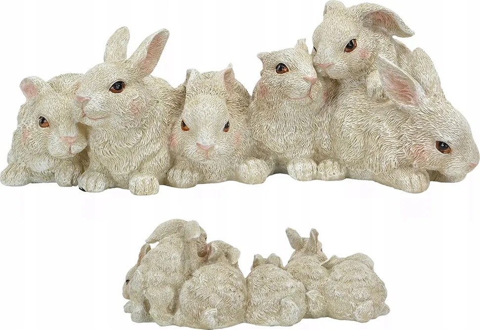 Nyuszi Család Dekorációs Figura bézs asztali polc 33cm