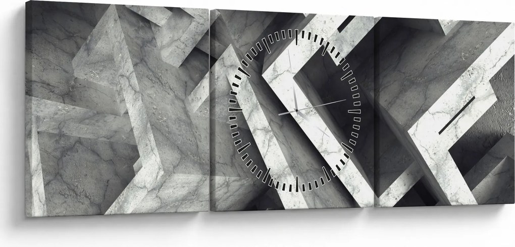 Absztrakt kép kocka (órával) (90x30 cm)