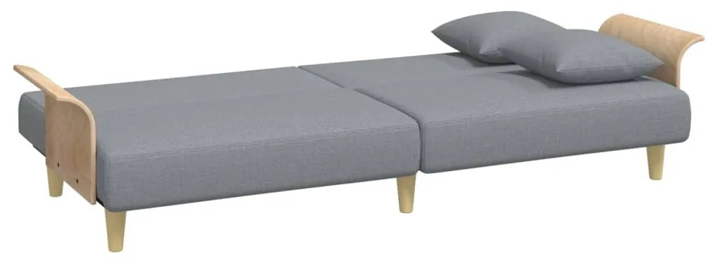 2személyes világosszürke bársony kanapéágy párnával/lábtartóval