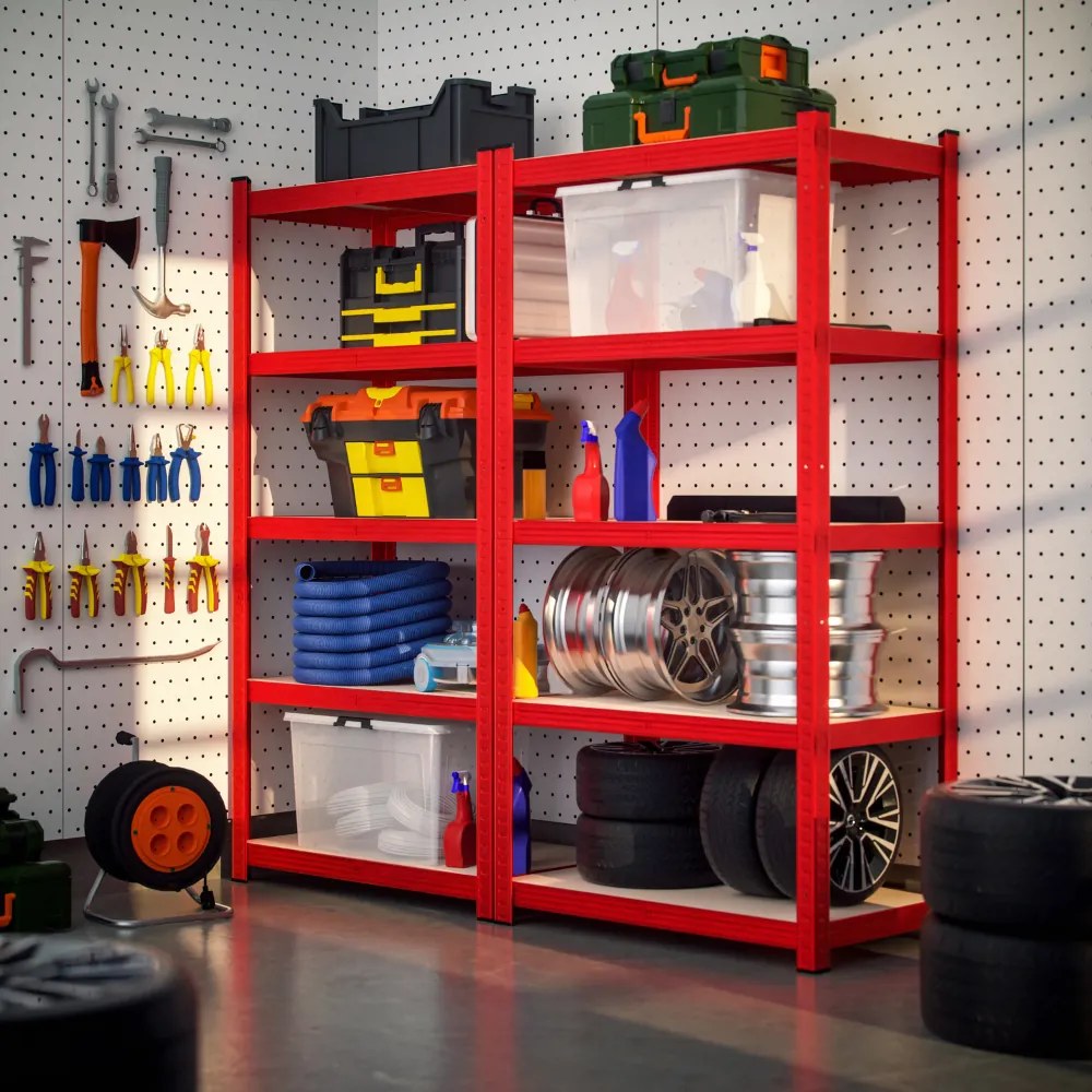 HEAVY nagy teherbírású polc, max. 875kg, 180×90×40cm, piros Monzana