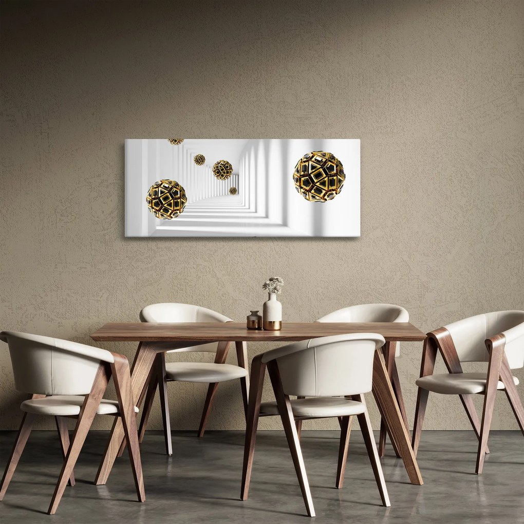 Absztrakt kép a futball-labdák (120x50 cm)