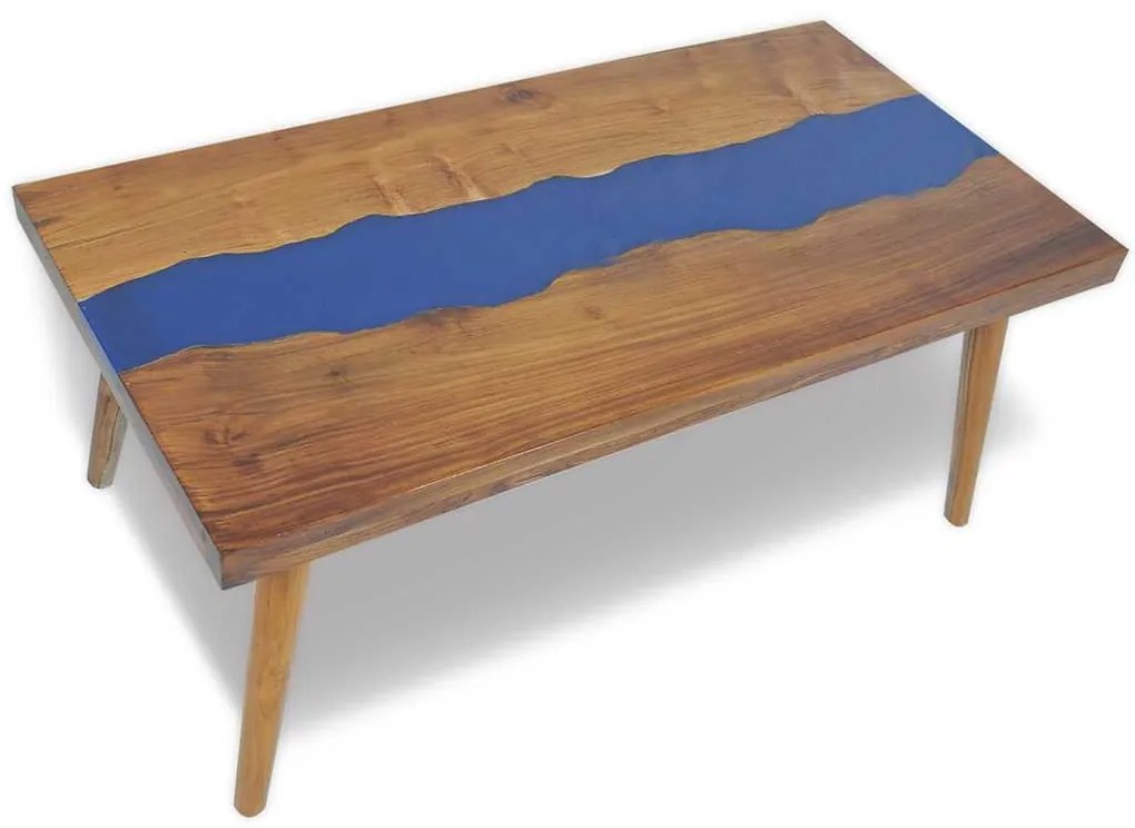Műgyanta-tíkfa dohányzóasztal 100 x 50 x 40 cm