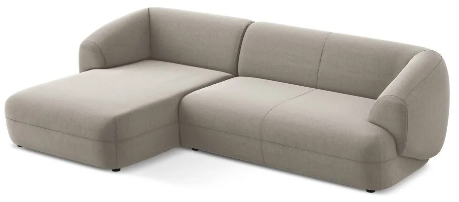 Bézs bársony sarokkanapé (bal oldali) Moana – Makamii