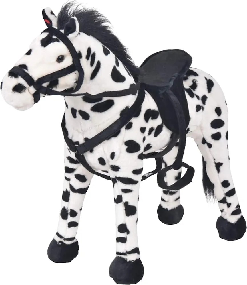 vidaXL fekete-fehér álló ló plüssjáték XXL