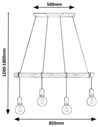 Rabalux 3980 - Csillár zsinóron PABLO 4xE27/40W/230V