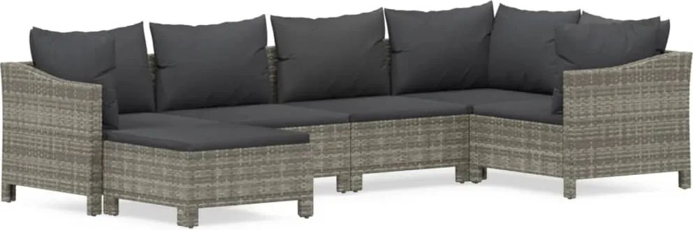 vidaXL 6 részes szürke polyrattan kerti ülőgarnitúra párnákkal