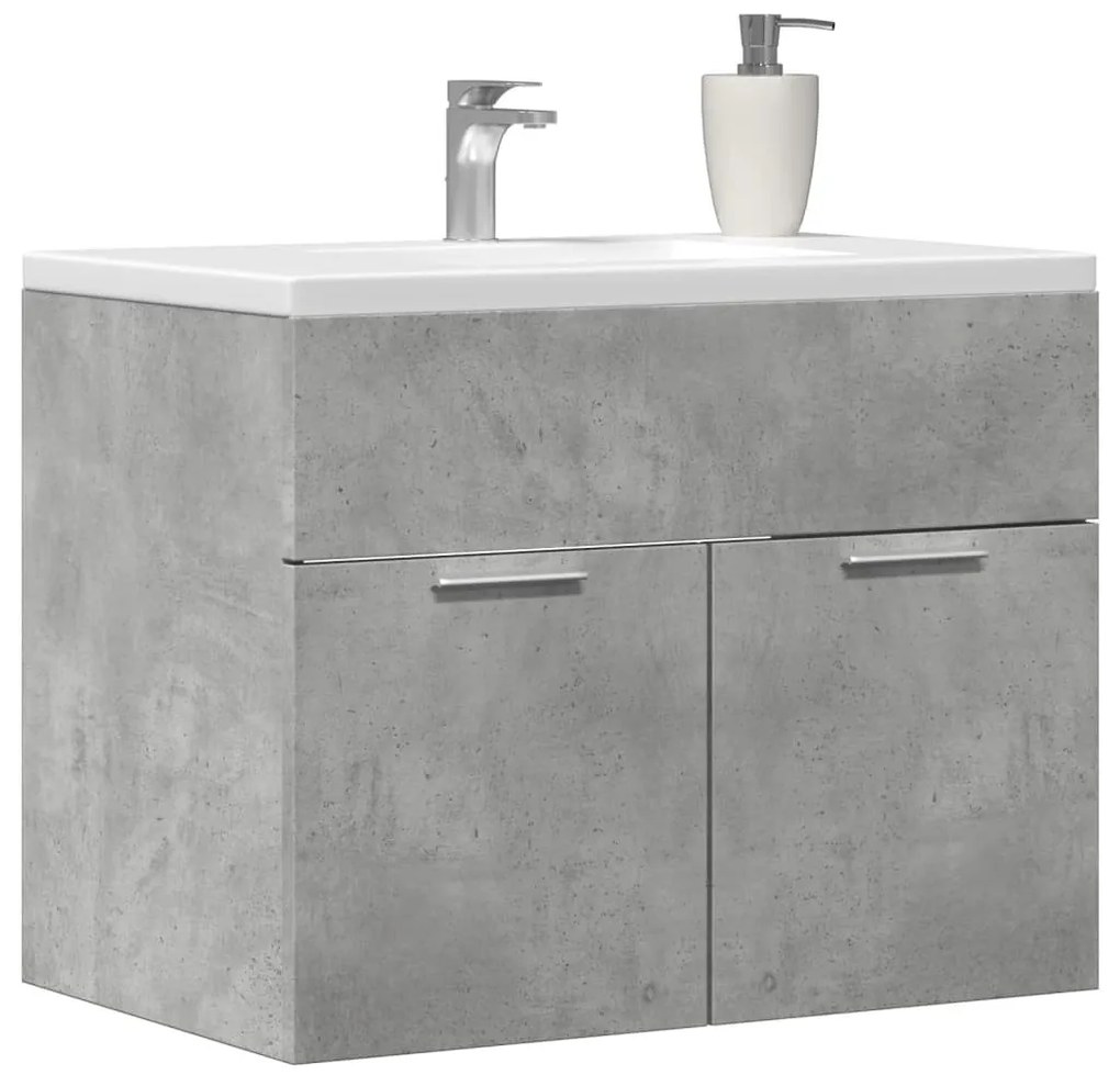 Betonszürke szerelt fa mosdószekrény 60 x 38,5 x 46 cm