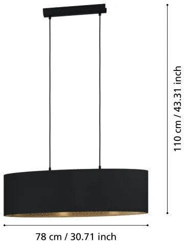 Eglo 900147 - Csillár zsinóron ZARAGOZA 2xE27/40W/230V