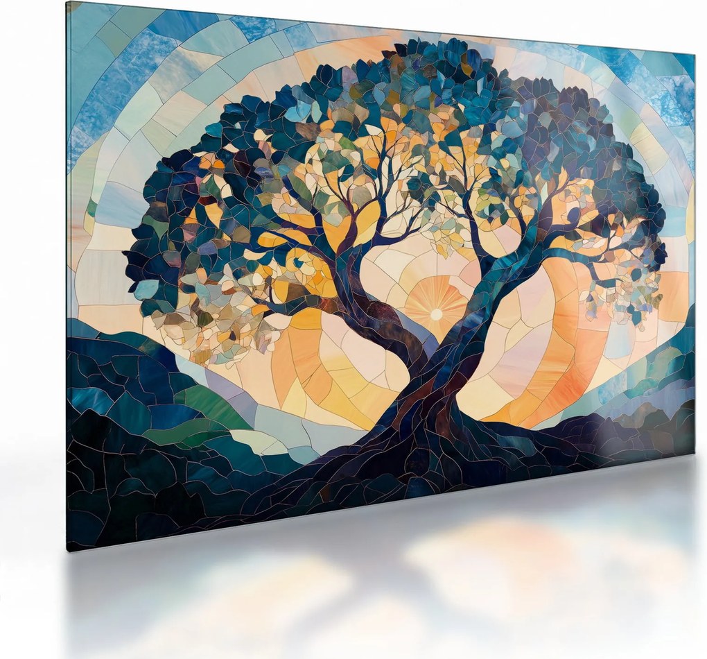 Üveg kép – Mozaik – nap és fa II. (70x50 cm)