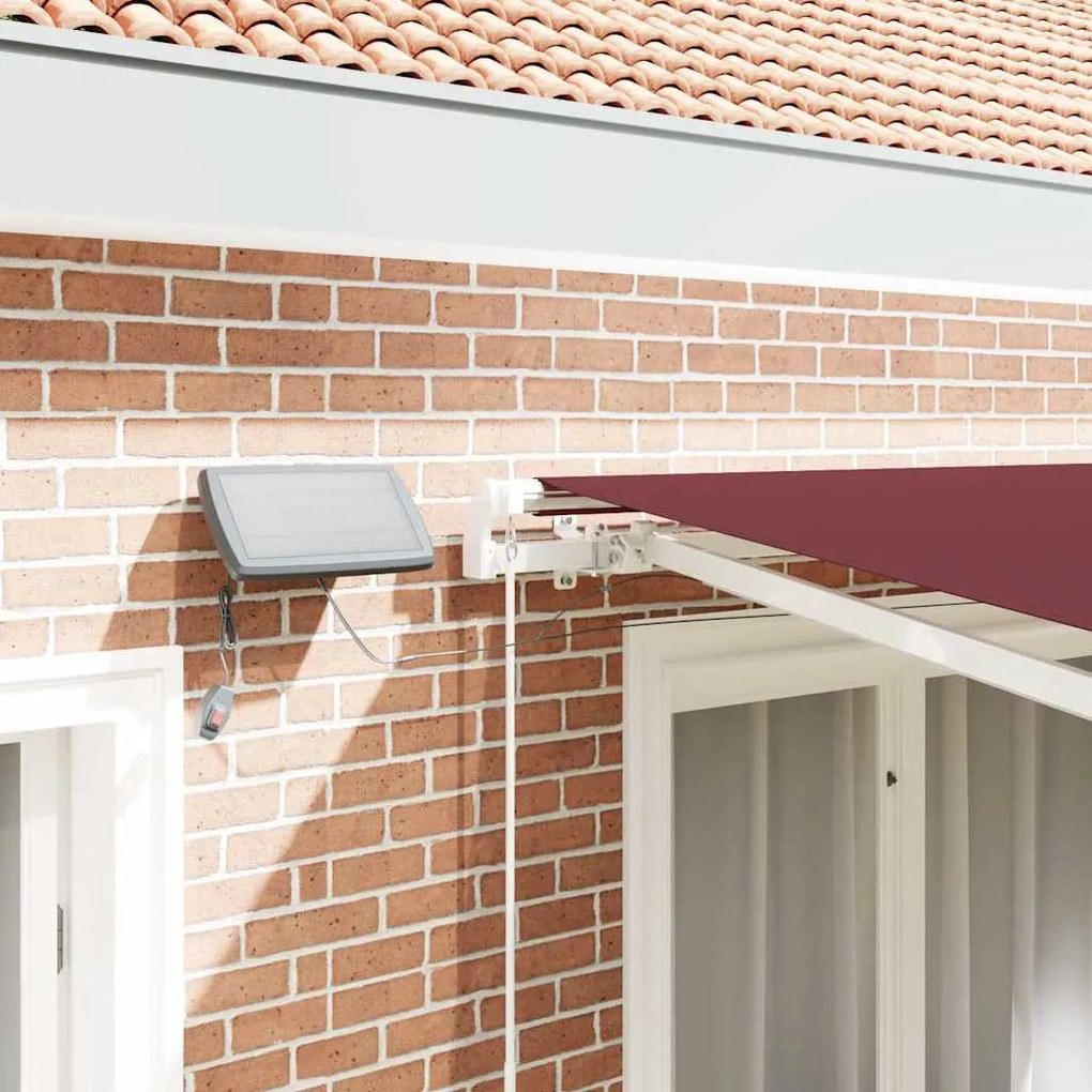 burgundi vörös kézzel kihúzható LED-es napellenző 300 x 250 cm