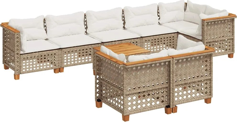 vidaXL 9 részes bézs polyrattan kerti ülőgarnitúra párnákkal