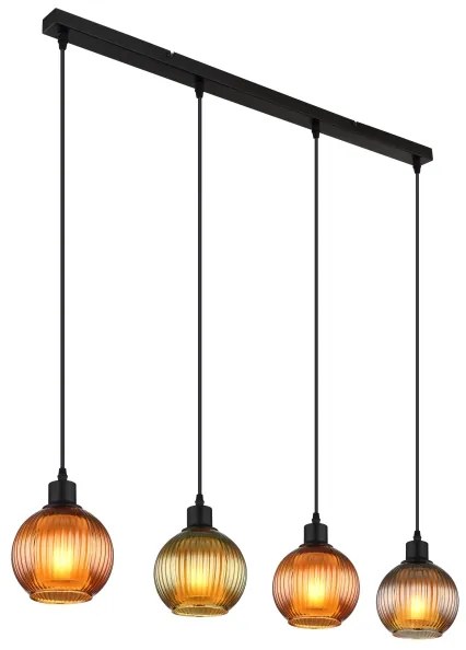 Globo 15638-4 - Csillár zsinóron ZUMBA 4xE27/25W/230V réz/zöld/kék