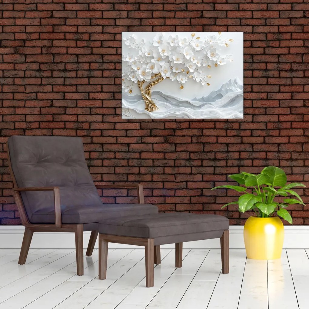 Üveg kép – 3D elegáns életfa (70x50 cm)