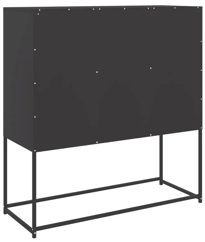 fekete acél magasszekrény 100,5 x 39 x 107 cm