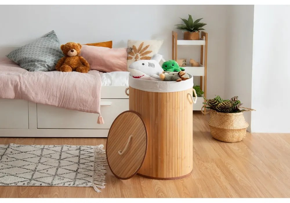 Round kerek bambusz szennyeskosár - Compactor
