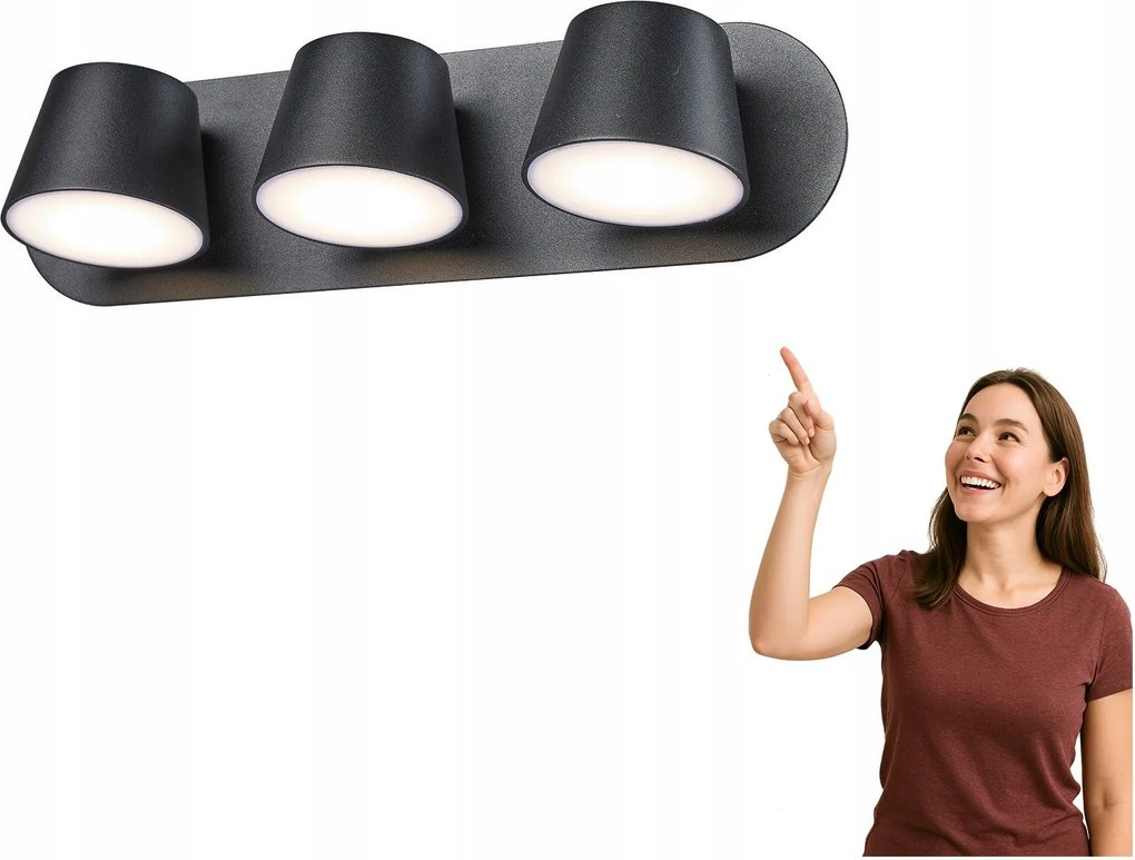 Fali lámpa Kuola MB1350-3 Bk Italux