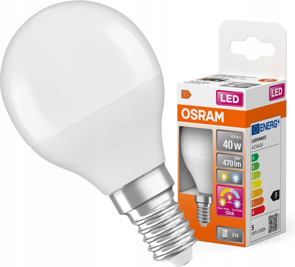 Led izzó P47 Golyó E14 4.9W 40W 2700-4000K Cct Relax Active Sleep