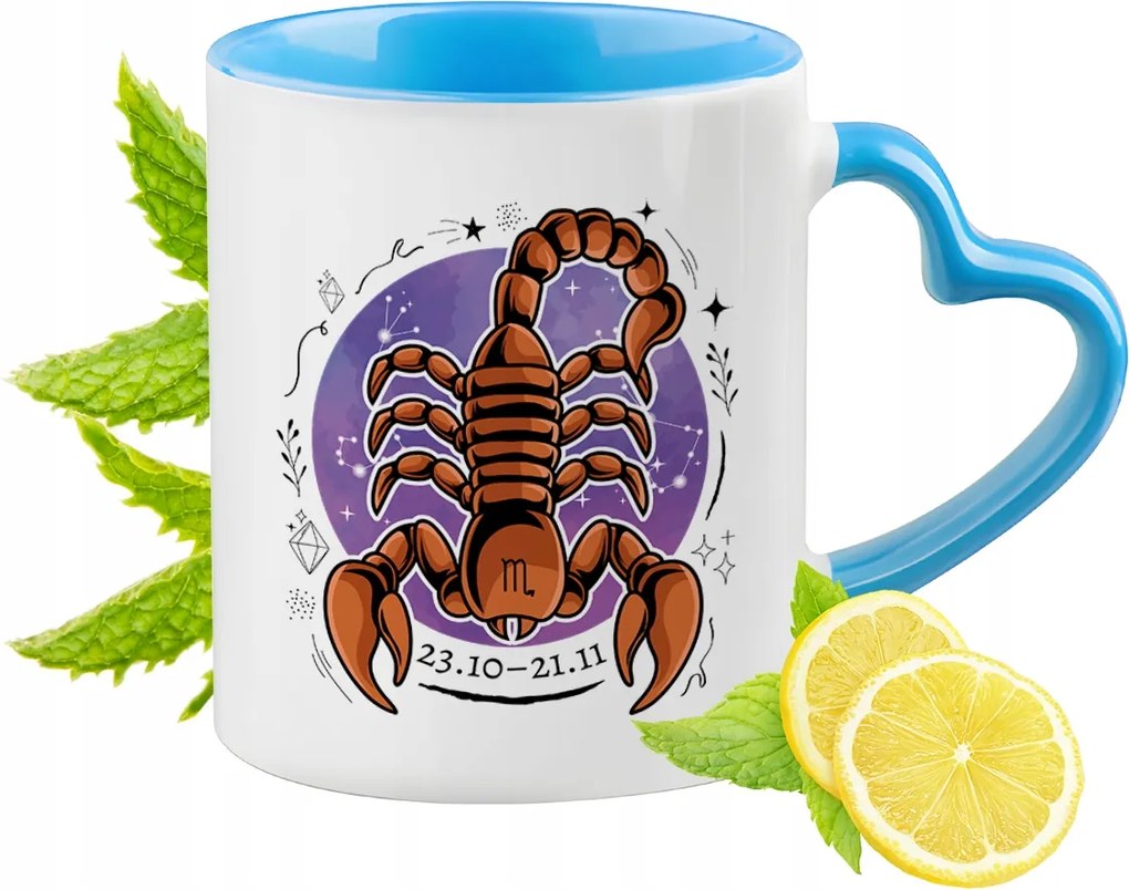 Zodiákus Kék Bögre Szív Alakú Füllel Ajándék