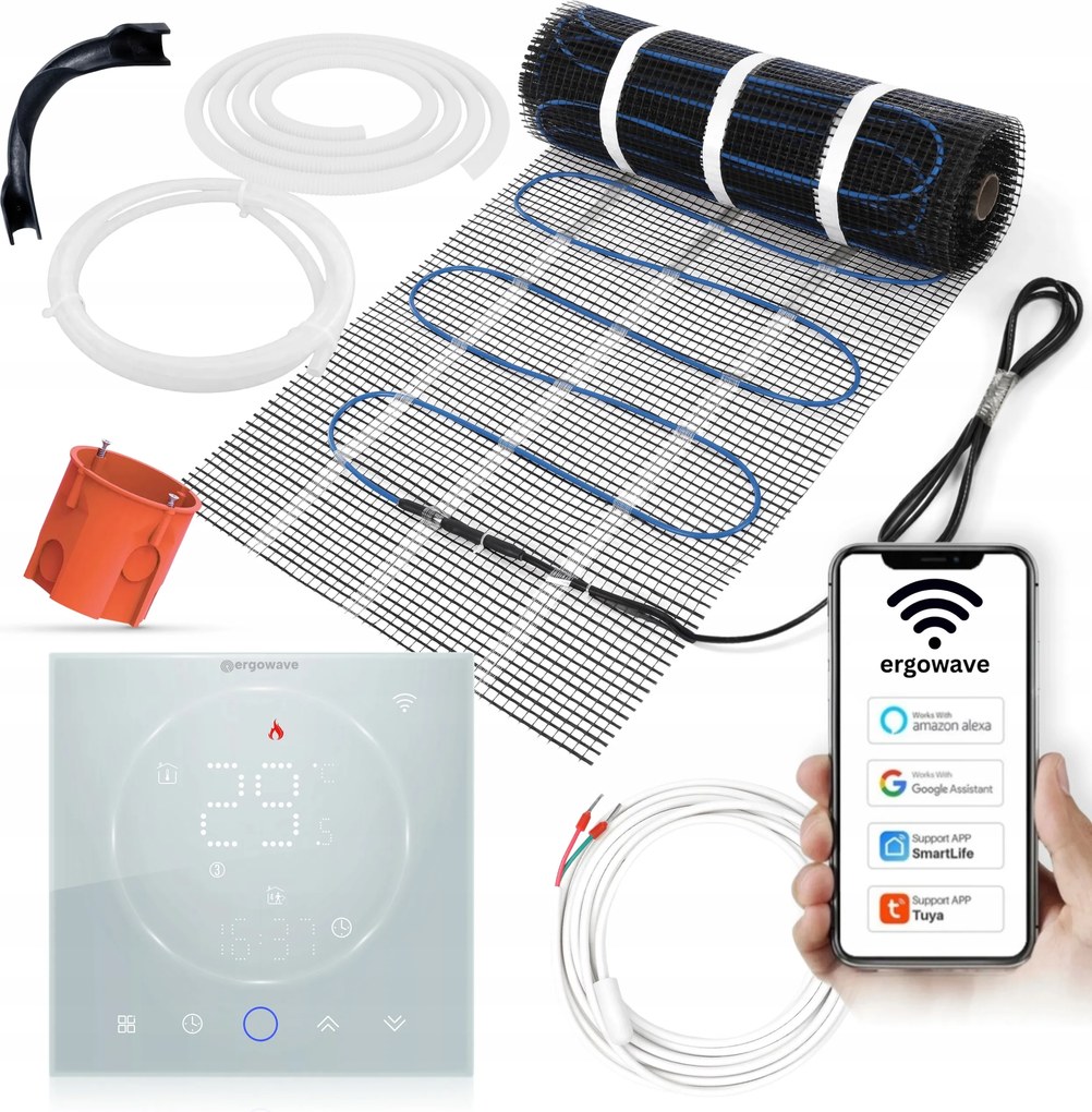 Fűtőszőnyeg 160W/m² WiFi termosztát, csempe alátétek, szőnyeg