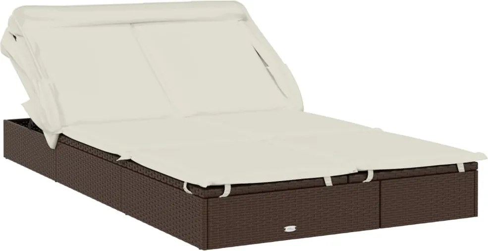 vidaXL 2 személyes barna polyrattan napágy tetővel 213 x 118 x 97 cm