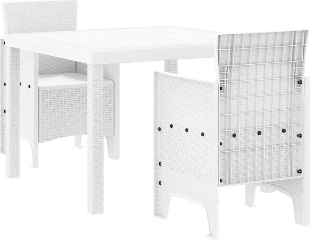 vidaXL Kert étkező szett 3 pcs Fehér Polipropilén