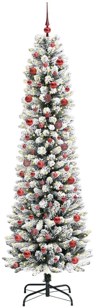 Mű karácsonyfa Zöld és fehér 210 cm PVC és Fém és Műanyag