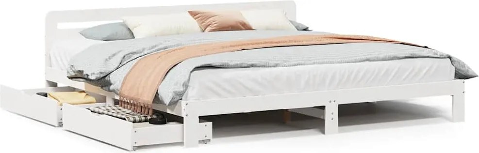 vidaXL fehér tömör fenyőfa ágy matrac nélkül 200 x 200 cm