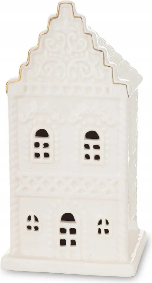 Karácsonyi figura fehér led házikó kerámia 15,5x8x7cm 168748 Art-pol