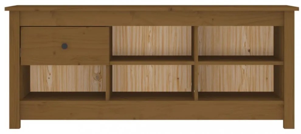 mézbarna tömör fenyőfa cipősszekrény 110 x 38 x 45,5 cm