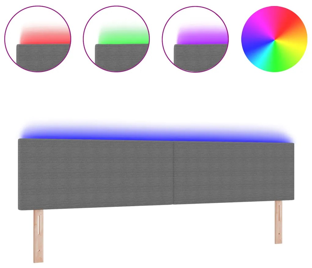 LED Főnöki Deszkás Fejtámla Egyszerű Dizájn Világosszürke 100 cm Corduroy Szövet