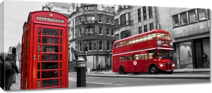 Vászonkép 100x40 London Fülke Busz