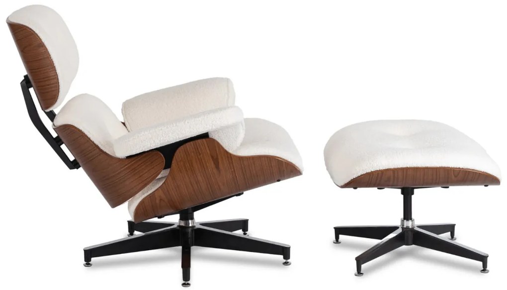 Prémium Forgó Fetel Lábtartóval Fehér Bouclé Szövettel. PALERMO