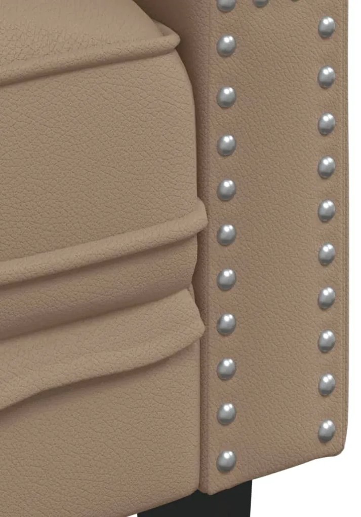 3 részes kávészínű műbőr Chesterfield kanapégarnitúra