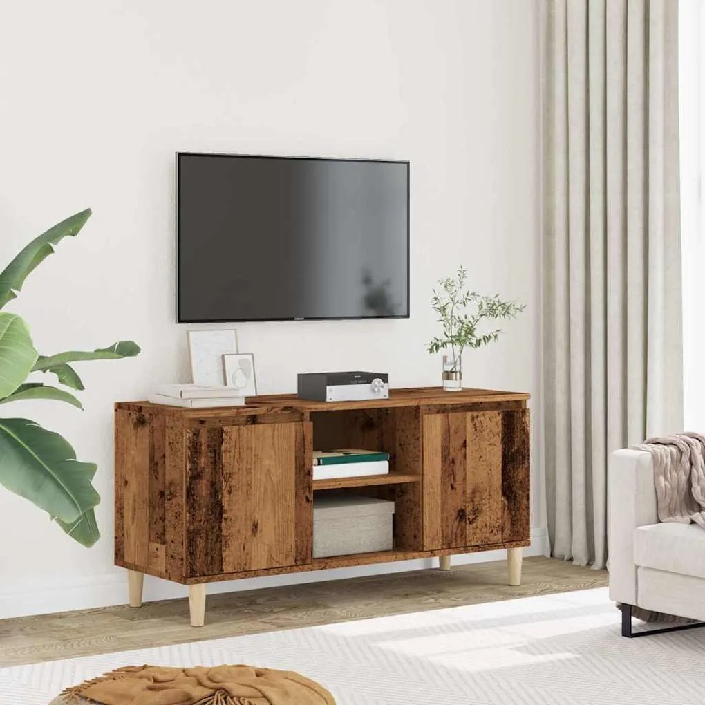 antik fa színű szerelt fa TV-szekrény 102 x 35 x 50 cm